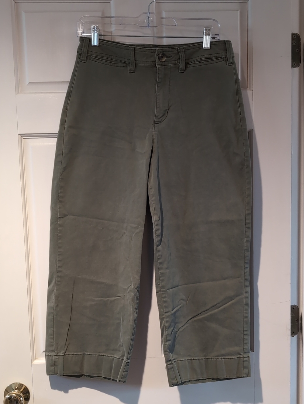 Sonoma Women's Wide Leg Crop Chinos, 10p, Olive Color